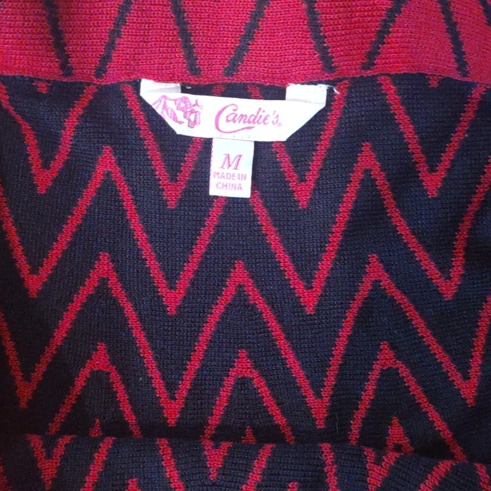 Candies women's medium red‎ black knit mini skirt